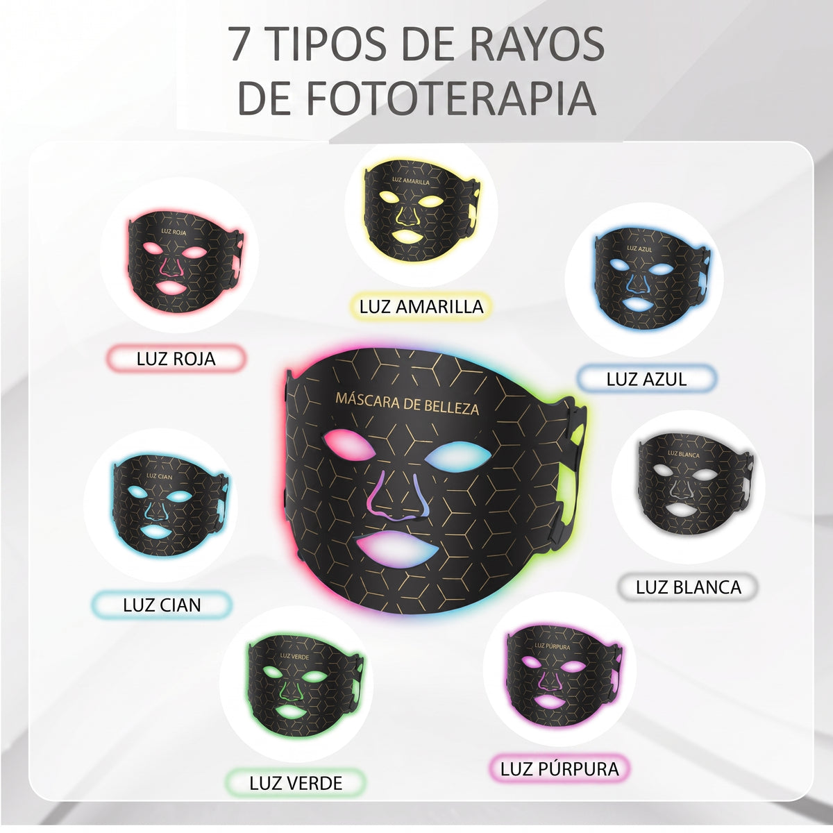 Máscara RECOVIFY™ - Terapia LED Facial Profesional de 7 Colores