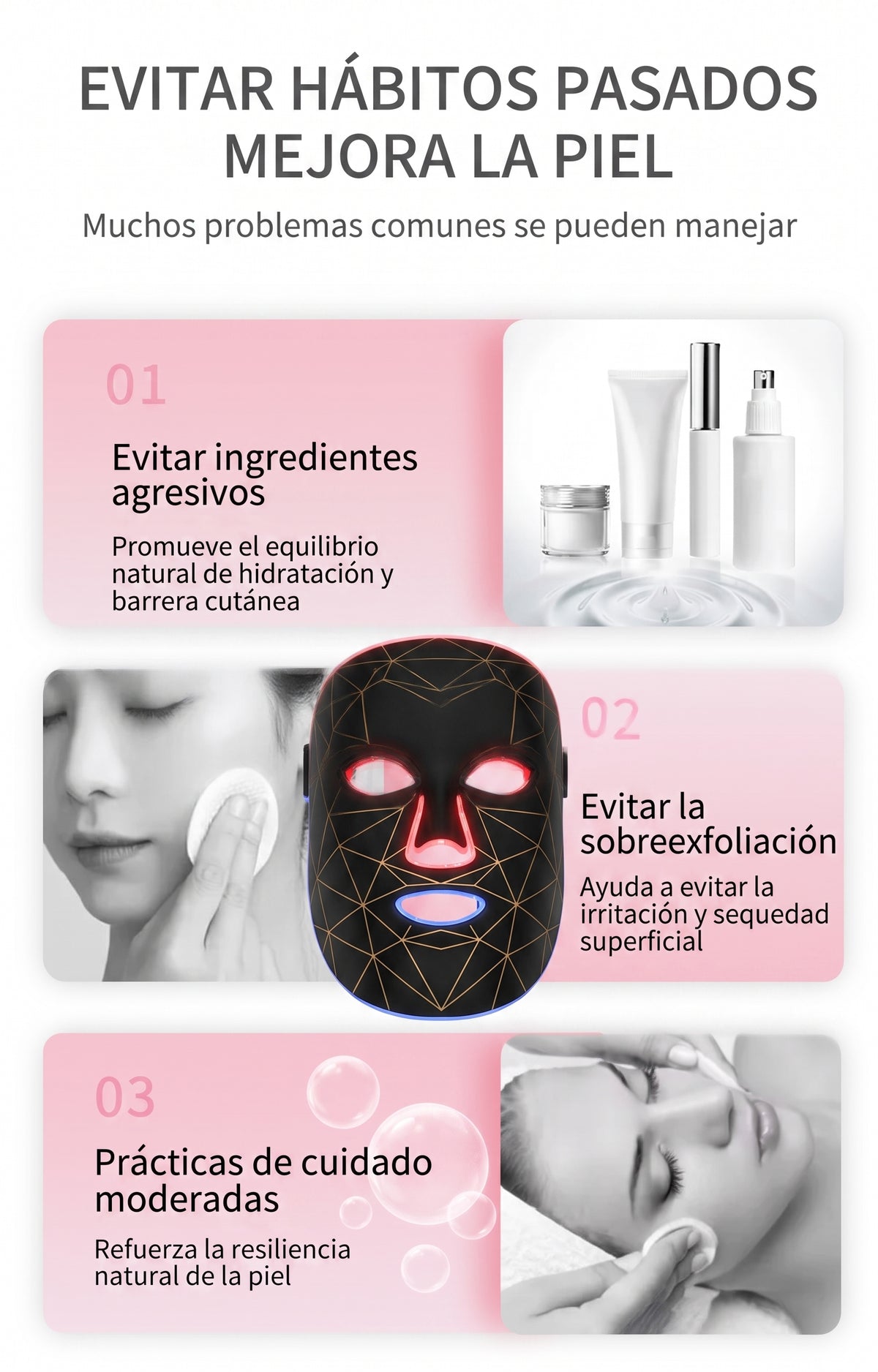 Momento de relax en casa usando la mascara de rejuvenecimiento facial led