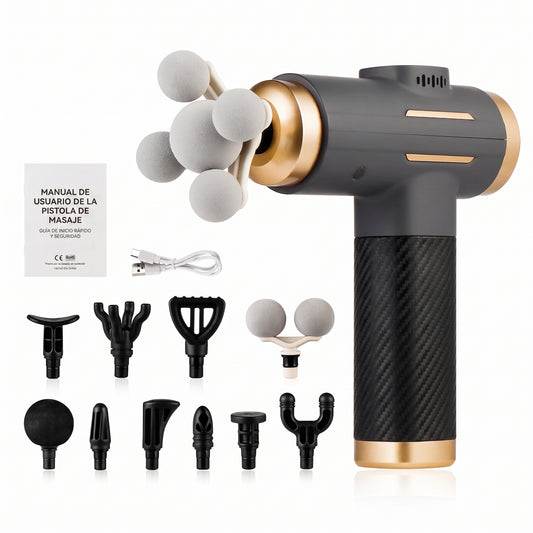Pistola de masaje muscular profesional Recovify con maletín y 11 cabezales